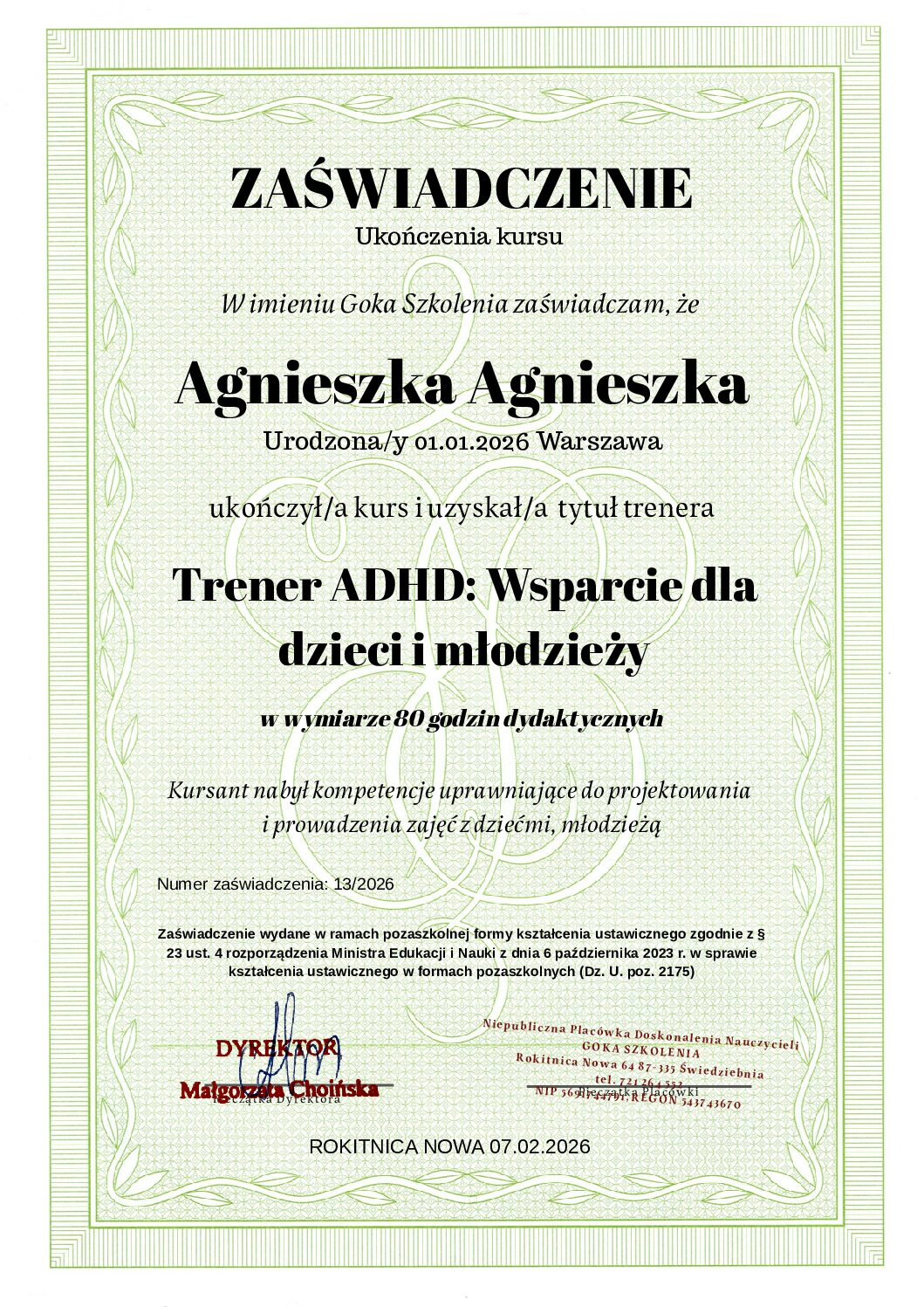 5 KURSÓW TRENERSKICH W CENIE 2