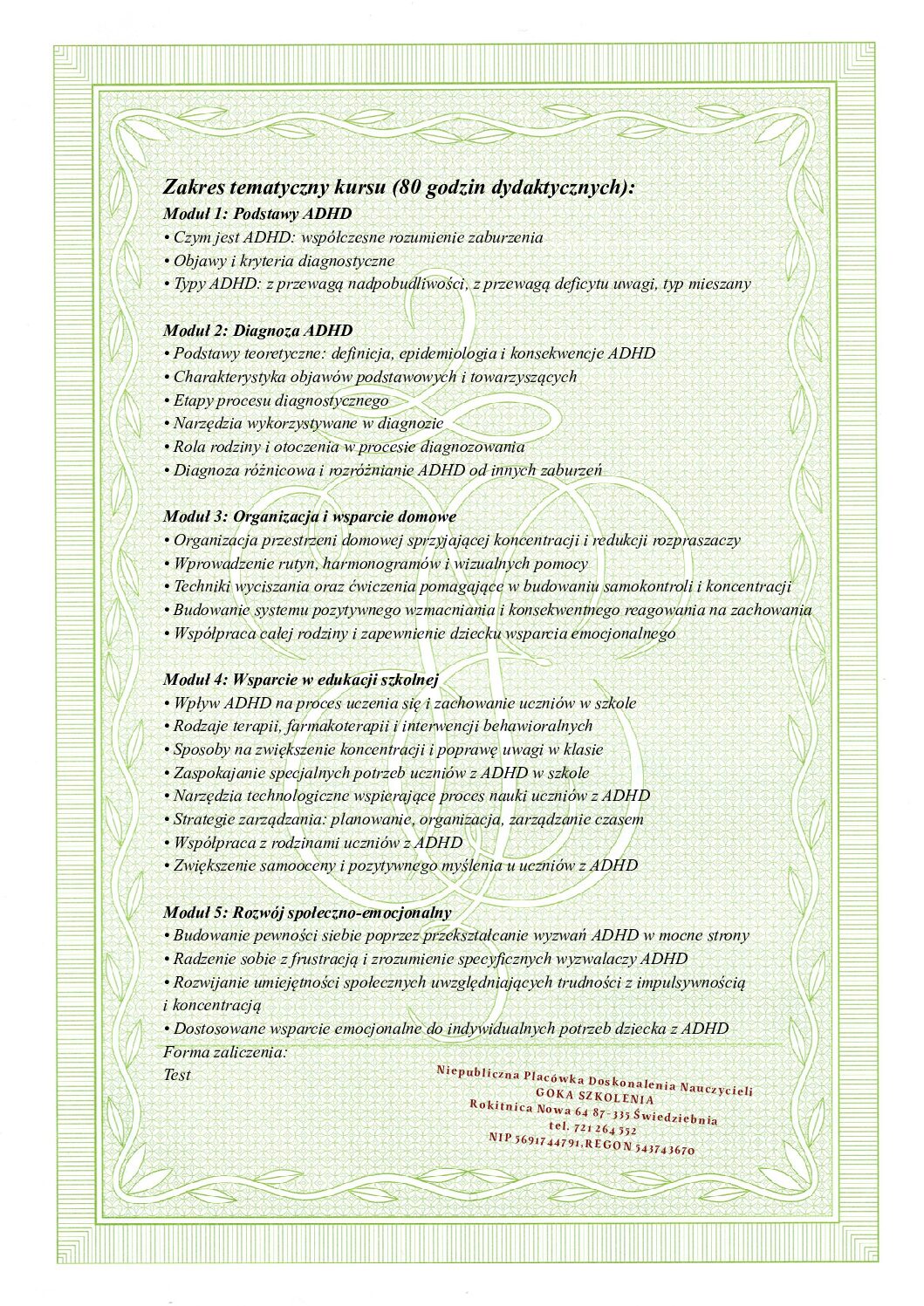 5 KURSÓW TRENERSKICH W CENIE 2