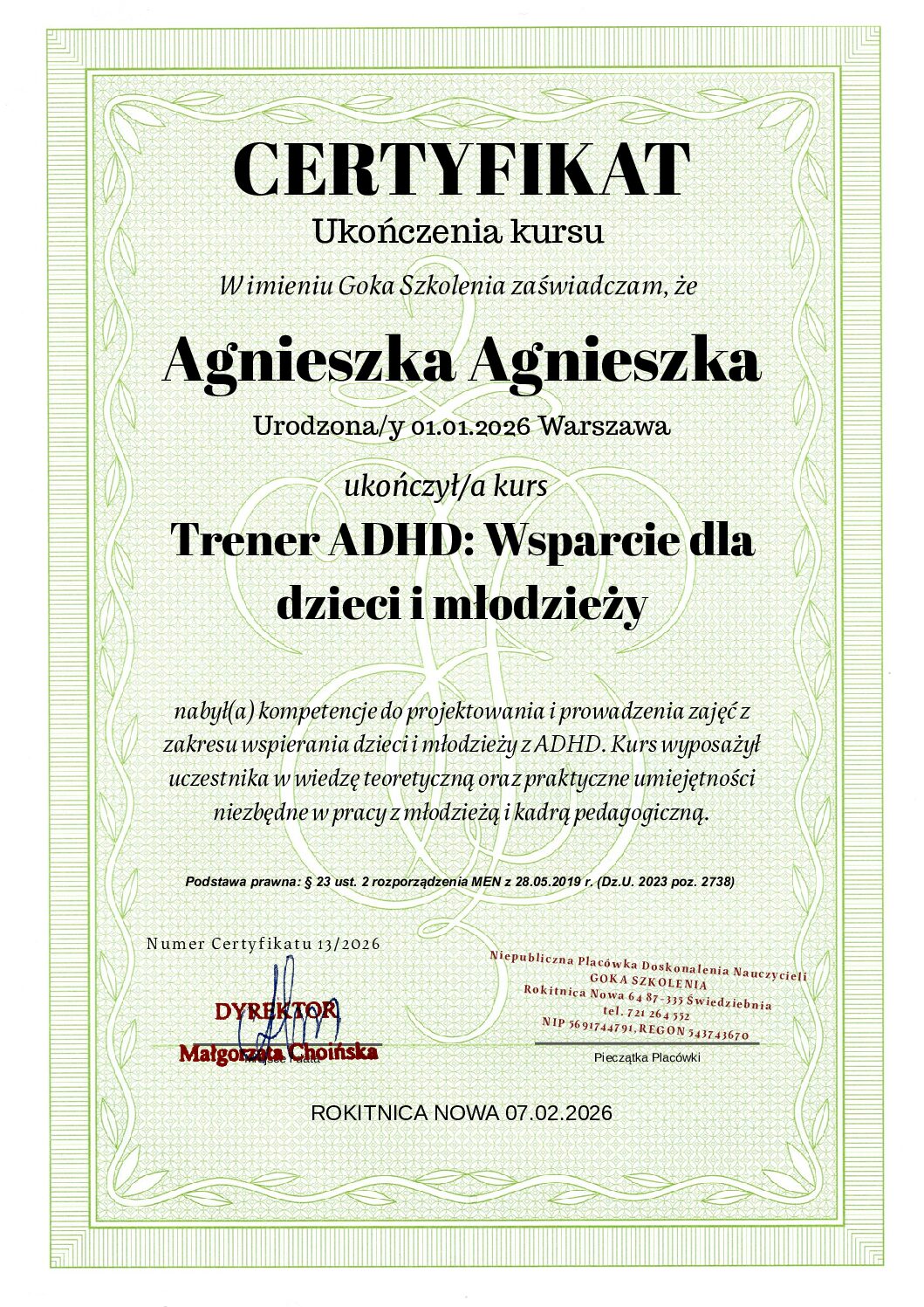 5 KURSÓW TRENERSKICH W CENIE 2